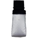 Saco Twin silla gemelar polipiel plata estampada pajaritas negras. Funda e interior del saco en pelo negro