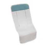 Funda recta tejido plumeti crudo con canesú muselina azul.