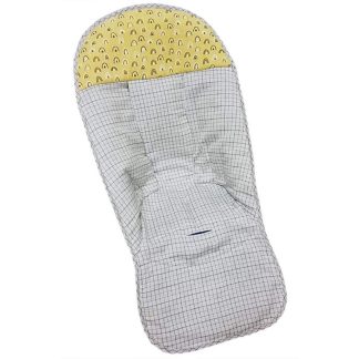 Funda Silla estampado cuadros gris y canesú en muselina estampada arcos pistacho