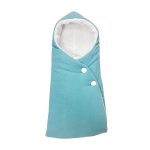 Saco Capazo Capucha. Exterior muselina azul e interior plumeti crudo