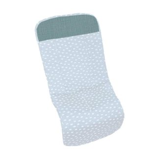 Funda recta tejido estampado nubes gris con canesù muselina pistacho.